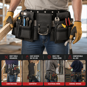 Customizable Polyester Waist <b>Tool</b> <b>Bag</b> Heavy Duty Multi Pocket <b>Tool</b> Belt Organizer Adjustable Work Pouch for Electricians Durable - Product Image 3