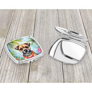Espejo de maquillaje de viaje compacto Border Terrier Luau, regalo de diseño de mano plegable portátil para mujeres y niñas - Product Image 3