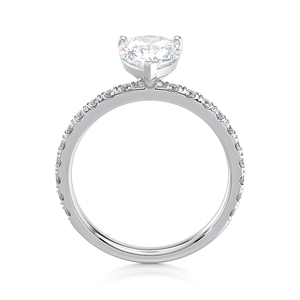 แหวนหมั้นเพชรทรงลูกแพร์ทองคำ 10KT สีเหลือง ได้รับการรับรองจาก IGI ประดับเพชรแบบ Pave Band เหมาะสำหรับงานแต่งงาน งานเลี้ยงฉลองครบรอบ ของขวัญเครื่องประดับ - Product Image 2