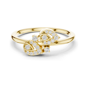 Anillo de diamantes cultivados en laboratorio, anillo de oro amarillo de 14 quilates con forma de lágrima, anillo botánico de doble hoja, anillo con racimo de diamantes para mujer, joyería fina - Product Image 5