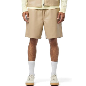 Pantalones Cortos de Piel de Oveja Genuina para Hombre, Color Beige, con Cordón Ajustable en la Cintura, Estilo Casual, Holgados, para Verano, Ropa Urbana - Product Image 1