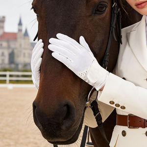 White Horse Riding Gloves Women Fingerless Open Finger Equestrian Outdoor Sports Breathable Non Slip Dress Riding Gear - Product Image 1