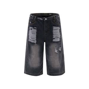 Pantalones Cortos de Mezclilla Desgastados para Hombre, de Pierna Ancha, Cintura Alta, Rotos, de Algodón, Casuales de Verano - Product Image 1