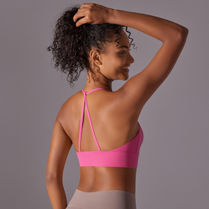 Custom <b>Women</b> Fashion Gym Exercise Fitness Yoga Crop Tops Sexy Seamless Bra Strappy <b>Back</b> Padded Plus Size Sport Bra - Product Image 3