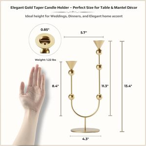 Gold Metal Candlestick Holder for Living Room Church Dining Table Restaurant-Modern Luxury Christmas <b>Dinner</b> <b>Candle</b> Light - Product Image 6