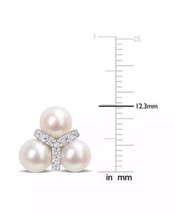 Perle d'eau douce de culture (6-6-1/2mm) & topaze blanche (1/5 ct. T. w.) Clous d'oreilles Trio Cluster en argent sterling | Macy's - Product Image 3