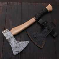 Hache Viking en acier Damas forgé à la main de haute qualité, vente directe d'usine pour le camping en plein air et la survie, avec étui en cuir