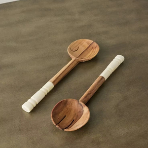 Cuillère à salade au design élégant avec manche en os, cuillère à salade en bois, cuillère à salade en os, ustensiles à salade à prix de gros direct usine - Product Image 1