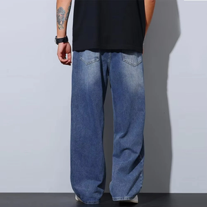 Jean en denim délavé pour homme, taille mi-haute, coupe oversize, design personnalisé, coupe slim, décontracté et tendance - Product Image 6