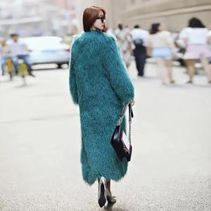 Winter Long-Style Mongolian Lamb Fur Coat <b>Plus</b> <b>Size</b> Real Sheep Fur Jacket Overcoat With Plain Dyed Technique - Product Image 4