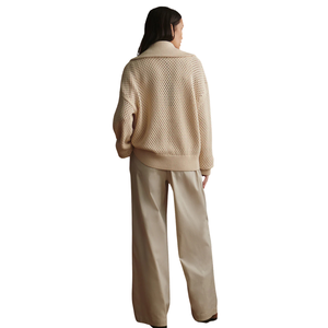 Cárdigan de punto 100% algodón para mujer, con botones al frente, textura de punto abierto, corte relajado, suéter informal para usar en capas, ideal para el invierno y uso diario. - Product Image 4