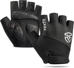 Rexfit Half Finger Gym Gloves Blue Adjustable Wrist <b>Strap</b> Weight Lifting Fitness Unisex Breathable Fitness Training Gloves - Product Image 6