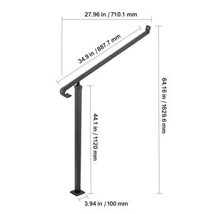 Barandillas de hierro forjado de 2-3 escalones para escaleras exteriores, barandillas de pared negras con características de asistencia - Product Image 4