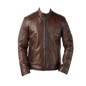 Blouson aviateur en cuir pleine fleur de vachette véritable noir pour homme, style formel, logo sur le devant, imperméable et coupe-vent - Product Image 2