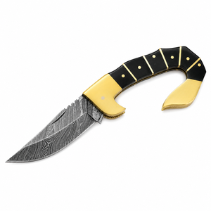 Cuchillo de Bolsillo Jexmoo OEM de Acero de Damasco Hecho a Mano de Grado Industrial con Hermosa Empuñadura y Funda de Cuero para Regalos y Uso en Exteriores - Product Image 2