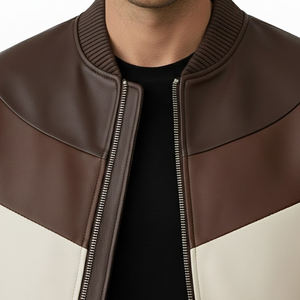 Veste en cuir de vache véritable simple pour homme, modèle printemps-hiver, personnalisable, col montant, en cuir véritable, pour homme, automne, courte, décontractée - Product Image 4