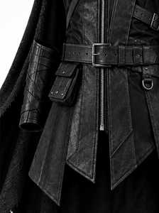 Chaqueta gótica de cuero negro para hombre con capa y abrigo de disfraz - Product Image 4