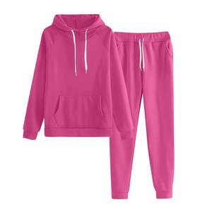 Conjunto de 2 piezas de sudadera con capucha y pantalón jogger para mujer, de alta calidad, a la moda, informal, cálido, con hombros caídos, venta al por mayor personalizada - Product Image 1