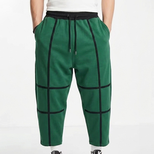 Pantalones Deportivos Verdes con Ribete Estructural Negro, Cintura con Cordón Ajustable, Pantalones Deportivos Holgados para Invierno, Ropa Urbana para Hombre - Product Image 5
