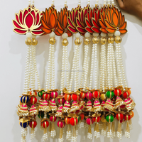 Rumbai Manik-manik Gota Tradisional Warna-warni Buatan Tangan 2ft Tali Lotus Dekorasi Rumah Diwali Hiasan Dinding Latar Belakang Pernikahan Haldi