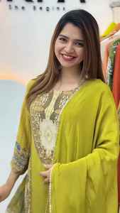 Accesorios de Moda, Traje Salwar Étnico para Mujer, Diseño Indio-Pakistaní, Bordado, Crepé Natural, para Fiestas, Último Diseño - Product Image 6