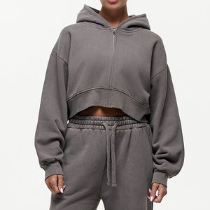 เสื้อฮู้ดมีซิปสำหรับผู้หญิงเสื้อครอปมีฮู้ดเสื้อครอปแฟชั่น - Product Image 1