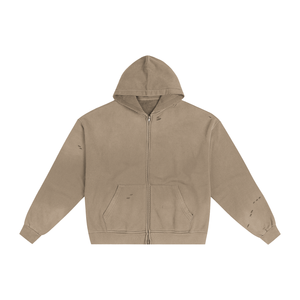 Design Your Own Custom Vintage Style Men's Sun Faded Acid Wash Blank <b>Zip</b> Up Hoodie French Terry Retro Style Hoodie - Product Image 6