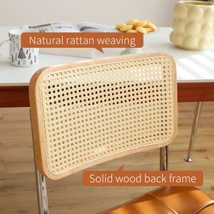 Set di 2 Sedie da Pranzo Moderne Stile Mid-Century Design Breuer, in Ecopelle e Rattan con Gambe Cromate - Product Image 4