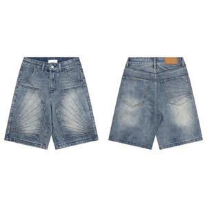 Pantalones Cortos de Mezclilla de Algodón para Hombre, de Secado Rápido, Impermeables, Transpirables, Estilo Vintage Lavado, para Verano, Estilo Urbano, con Remaches - Product Image 1