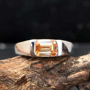 Citrine <b>Ring</b> 925 Sterling <b>Silver</b> Citrine Engagement <b>Ring</b> November Birthstone Unisex Jewelry - Product Image 5