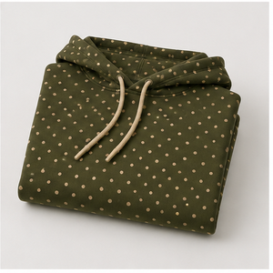 Sudadera con Capucha Personalizable Verde Oliva para Mujer, Estilo Atlético, con Diseño de Micro Cuadrícula y Puntos, Mezcla de Algodón de Alto Rendimiento WPHOOD-0009 - Product Image 4