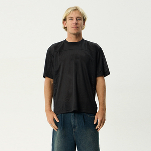Customized Stylish Fan <b>T</b>-<b>Shirt</b> Black Color Crewneck Breathable Mesh Cropped Top Boxy Football Jersey <b>T</b>-<b>Shirts</b> For Adult - Product Image 2