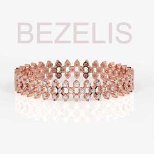 Bracelet jonc géométrique éblouissant en diamant de laboratoire rond, or rose 14 carats, finition polie, glamour ultime - Product Image 3