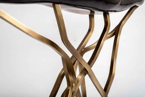 Hot Sale brass premium geometric inlay entryway <b>table</b> high end architectural hallway furniture sleek modern foyer TV cosole - Product Image 2
