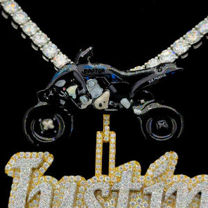 Hiphop Moissanite Letter Pendant 925 Silver Iced Out 14K Gold Plated Esmalte Motocicleta Bail Custom Moissanite Pendant - Product Image 2