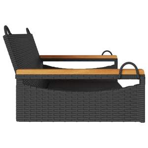 Banc de jardin élégant en bois d'acacia massif avec rotin PE noir et acier thermolaqué - Product Image 5