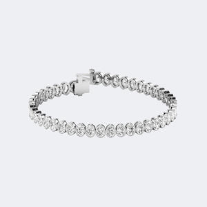 OBERON JEWELS สร้อยข้อมือเพชรทรงรีเจียระไนแบบวินเทจ น้ำหนักรวม 7.00 กะรัต ดีไซน์แบบเต็มวงประดับเพชรทรงบริลเลียนท์ ตัวเรือนทอง 10K ดีไซน์เรียบหรู - Product Image 1