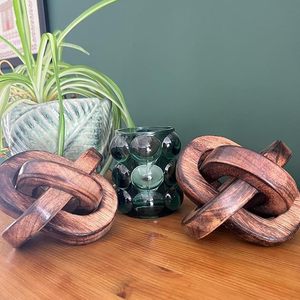 Escultura Decorativa de Nudos de Cuerda de Madera Estilo Art Deco Hecha a Mano, Adorno Colgante para Mesa de Salón y Estante de Oficina en Casa - Product Image 3