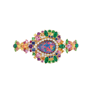 Anillo de Barra de Ópalo Multicolor con Gema, Corte Ovalado, Aleación de Zirconia, Joyería Vintage para Fiesta - Product Image 1