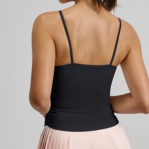 Nouveau débardeur côtelé court pour femme, sans manches, à bretelles, personnalisable, respirant, style sportif, hip-hop, sexy, décolleté bas, vente en gros - Product Image 2