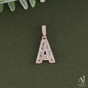 Colgante de Letra con Baño de Oro Rosa y Rodio, Estilo Hiphop, con Moissanita, Forma de A, Joyería con Iniciales para Hombre y Mujer - Product Image 1