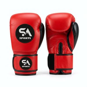 Crimson Red Leather Durable <b>Waterproof</b> Thickened Knuckle Padding Professional Impact Resistance Fitness Workout SA Sports Boxing - Product Image 1