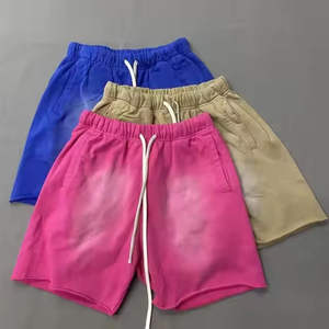 Shorts homme en molleton bouclette sur mesure, coton épais, style streetwear rétro, effet vieilli, délavé soleil, délavé à l'acide, avec strass - Product Image 5