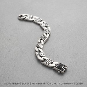 Custom 925 Sterling Silver Cuban Chain <b>Link</b> Necklace Geometric Pattern Hip Hop Unisex Everyday Wear Vintage Silver Jewelry - Product Image 1