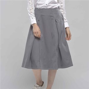 กระโปรงถักผ้าฝ้ายสีเทาเอวยางยืดสำหรับผู้หญิงหรูหรา OTM - Product Image 1