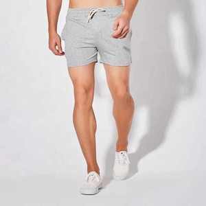 Shorts décontractés en coton pour hommes avec cordon de serrage, couleur unie, respirants, tricotés, taille mi-haute, gris, bleu, orange, noir, marine - Product Image 5