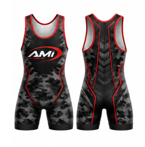 Custom Made Heat-Transfer Printed Men's Adult <b>Wrestling</b> <b>Singlet</b> (Spandex/Polyester) - Product Image 2