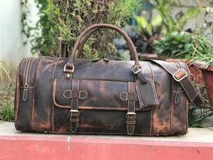 Bolsa de Viaje de Cuero de Grano Completo Hecha a Mano, Estilo Vintage, Bolsa de Fin de Semana, Gran Capacidad, con Cierre, para Hombre y Mujer - Product Image 6