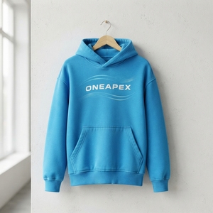 Sudadera con Capucha Extra Grande Azul Cian Personalizada para Hombre, Sudadera con Estampado de Olas, Ropa Urbana Informal - Product Image 3