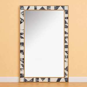 CRAFT WORLD EXPORT Miroir mural rectangulaire artisanal de luxe, style ferme moderne méditerranéen, avec incrustation de os bleus et cadre en verre décoratif - Product Image 4